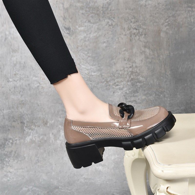 2025新款春夏季圆头粗跟镂空单鞋女英伦风网纱厚底凉鞋黑色松糕鞋,淘宝优惠券,粉丝福利购,淘宝优惠卷