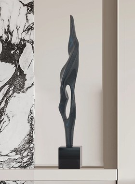 抽象艺术入户玄关柜壁龛竖高装饰品摆件客厅高级小众意式极简雕塑