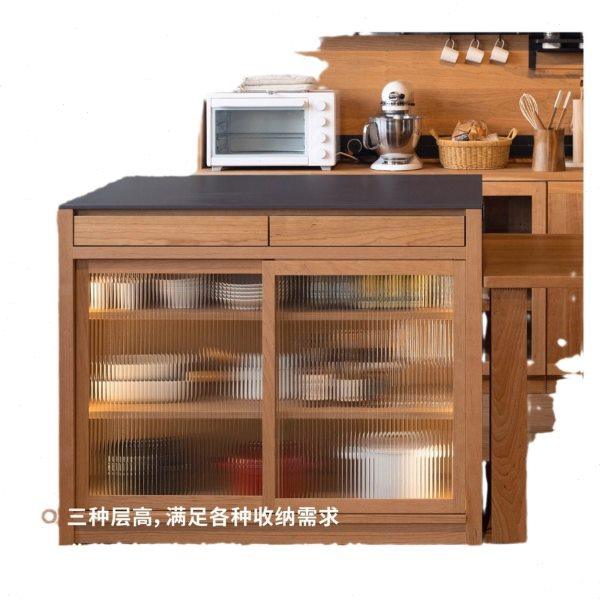 日式全实木岩板岛台樱桃木厨房吧台储物柜子餐厅收纳柜子客厅中岛,淘宝优惠券,粉丝福利购,淘宝优惠卷