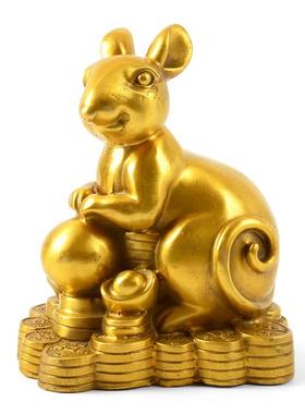 全铜十二生肖摆件桌面属鼠牛虎兔龙蛇马羊猴鸡狗猪家居中式装饰品