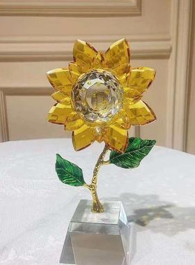 一举夺魁向日葵水晶家居轻奢高档摆件