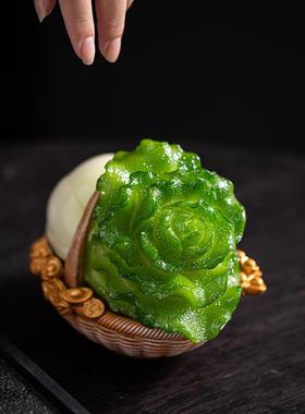 小白菜百财如意摆件白菜如意家居办公桌小饰品开业礼品乔迁工艺品