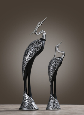 客厅情侣仙鹤摆件酒柜玄关办公室装饰品家居饰品卧室隔断创意摆设