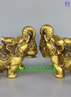 纯铜大象聚宝盆一桶金招财大号象家用客厅工艺品摆饰高25cm黄铜