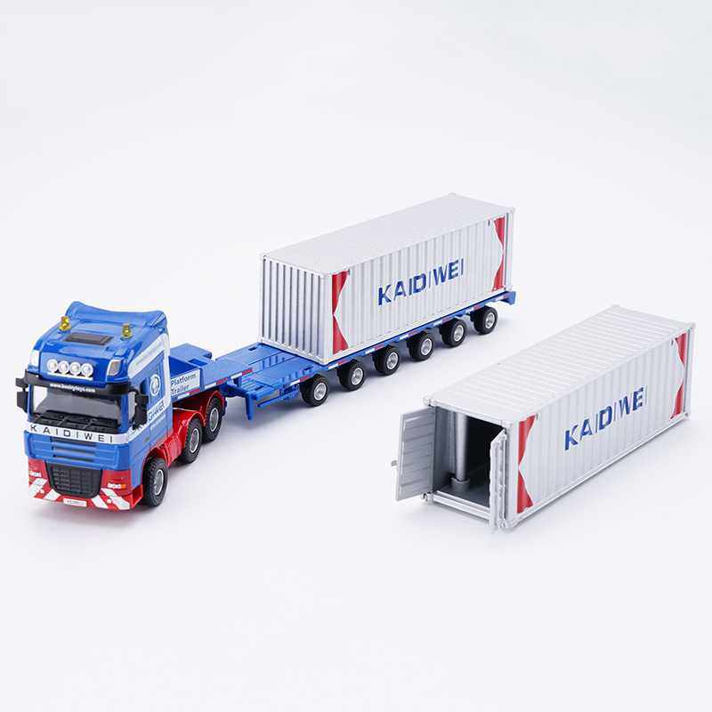 正版凯迪威1:50合金重型集装箱平板运输车模型货柜车玩具现货,淘宝优惠券,粉丝福利购,淘宝优惠卷