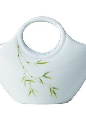 创意陶瓷收纳篮手提笔筒花器桌面摆件简约小清新茶桌书房客厅装饰