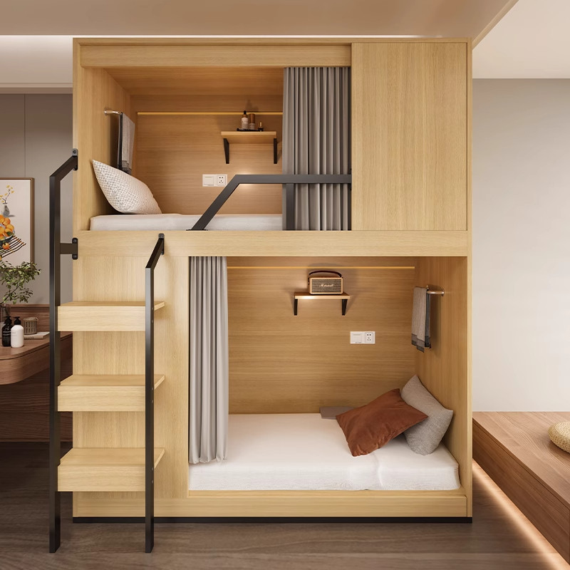 上下铺双层床青旅上下铺员工床公寓床学校宿舍高低床太空舱上下床