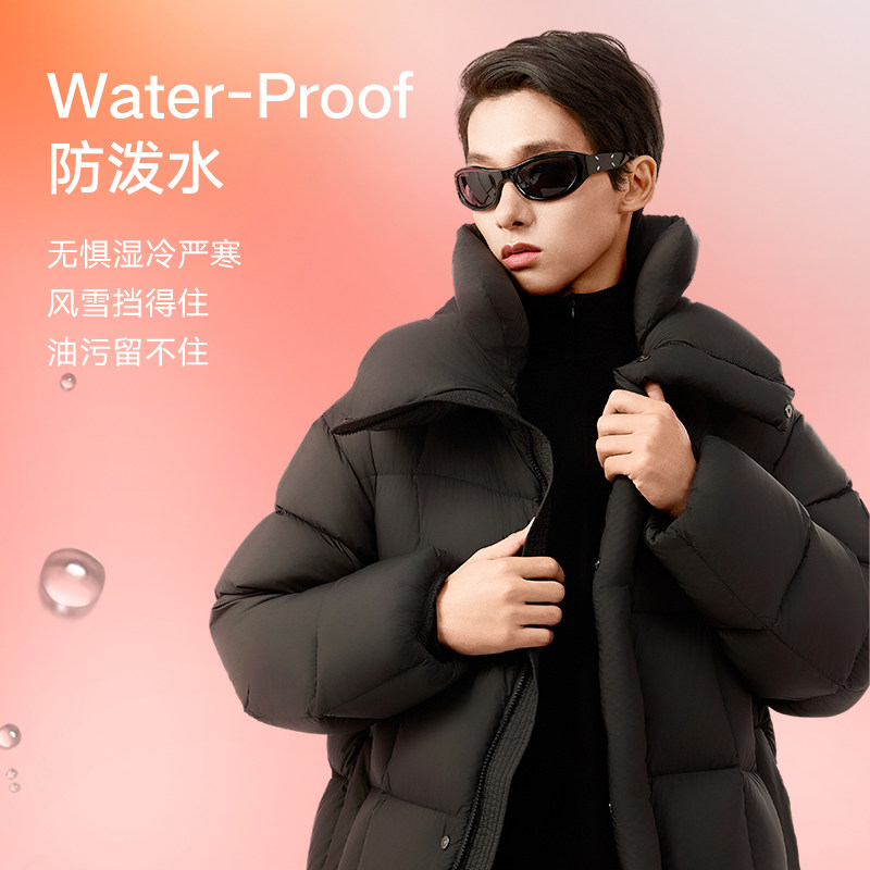 美力城暖天鹅系列长款时尚鹅绒服冬季新款男女同款加厚羽绒服外套