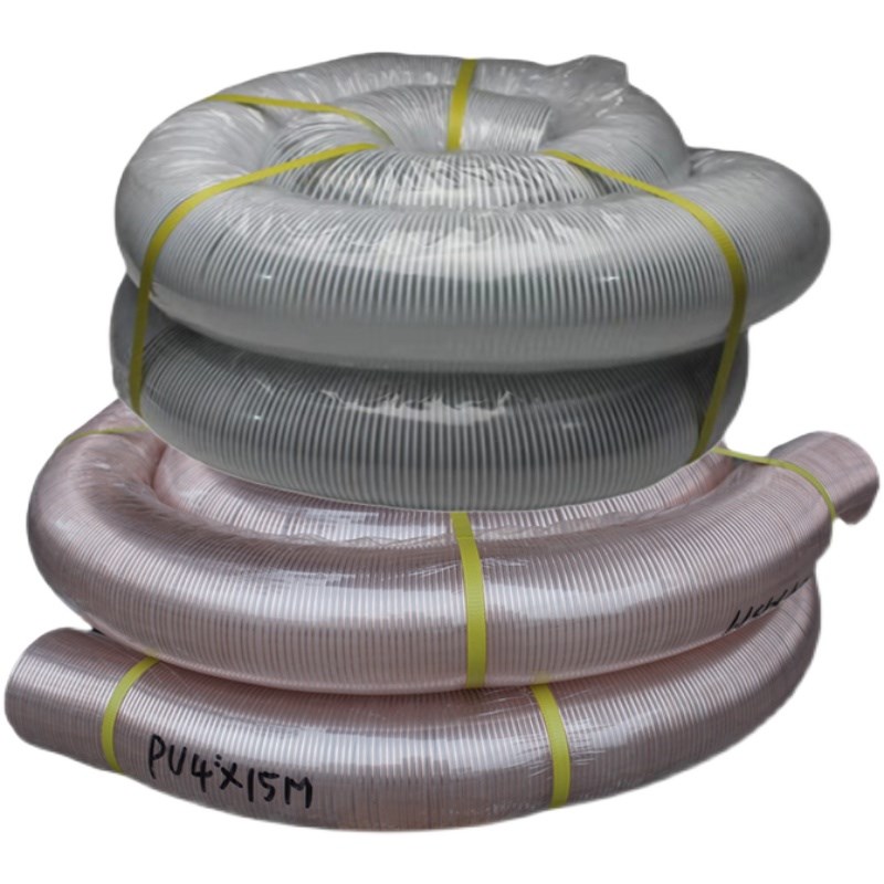 整卷PU聚氨酯风管PVC钢丝吸尘管软管工业吸尘木工雕刻机伸缩透明 - 图3