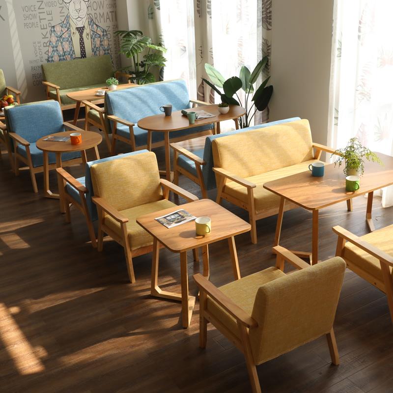 沙发奶茶甜品店桌椅组合咖啡厅双人卡座休闲 商务办公洽谈清新简 - 图0