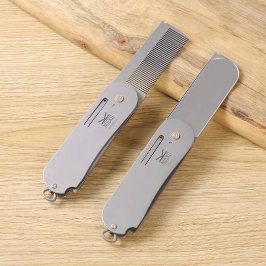 纯钛梳子镜子一体折叠镜梳折合便携镜梳可爱卡通密齿带化妆镜套装