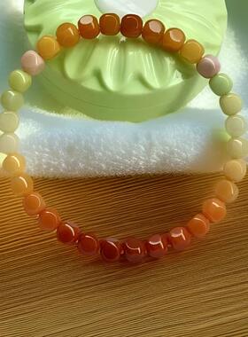 天然缅甸彩玉渐变多宝手串