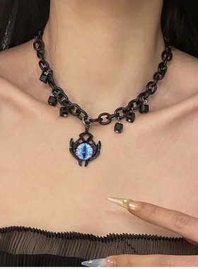 甜酷暗黑风恶魔之眼项链锁骨链女