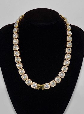 欧美夸张满钻超闪方糖项链女