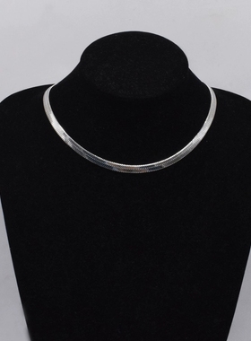 小众设计金属宽扁蛇骨链项链女