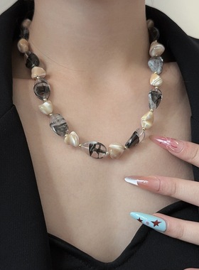 欧美复古异形不规则树脂串珠项链