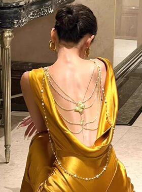 多层次蝴蝶项链身体背链珍珠腰饰