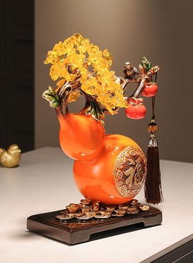 葫芦摆件招财镇宅福字发财树高级感客厅玄关酒柜装饰乔迁新居礼品