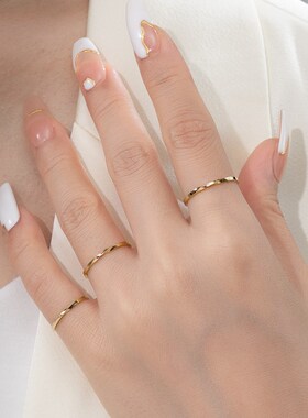 莫比乌斯环戒指 14K包金尾戒指环 女小指关节戒指纤细 冷淡风小众