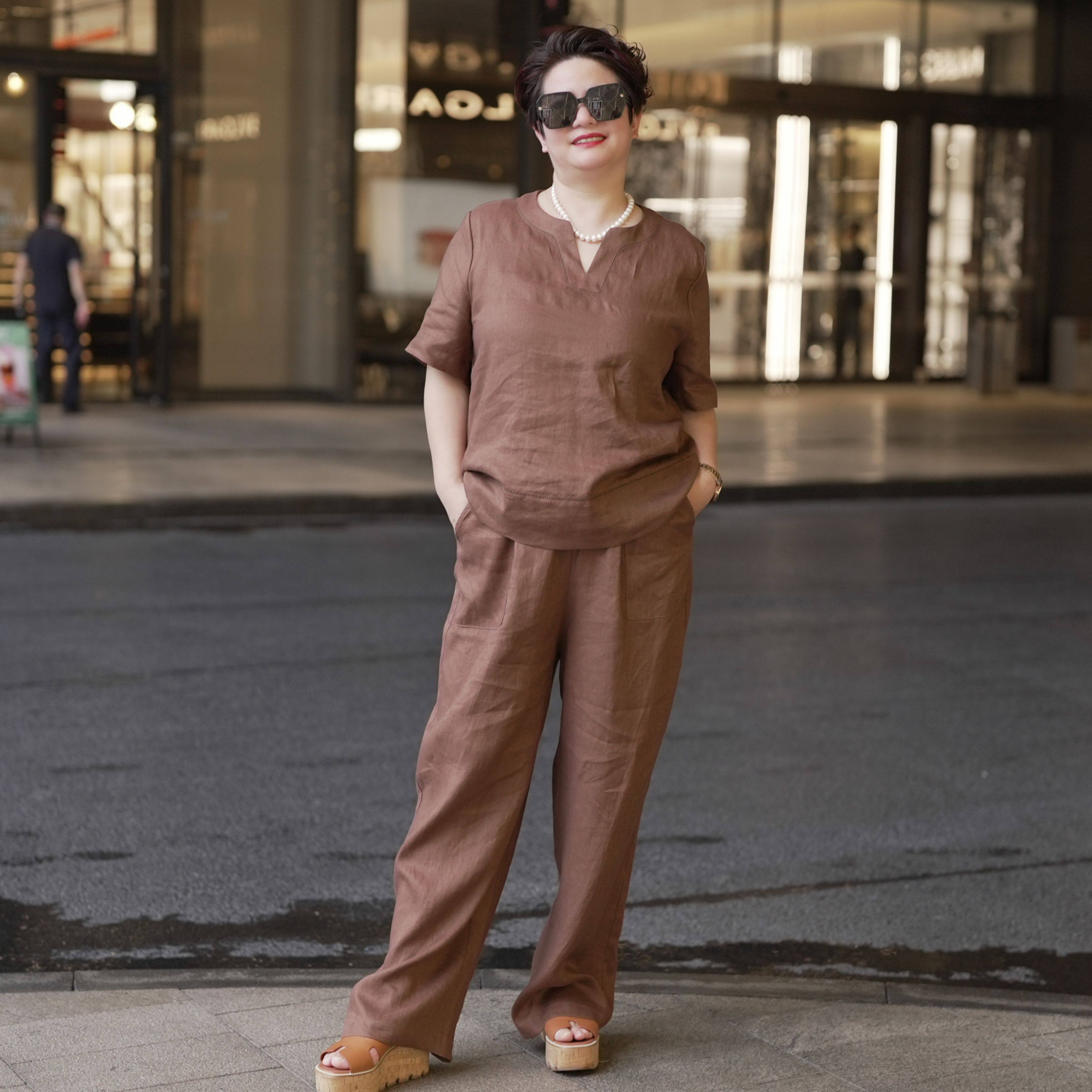 向红同学大富婆女装2026夏季新款亚麻透气吸汗显瘦大码套装SY133,淘宝优惠券,粉丝福利购,淘宝优惠卷