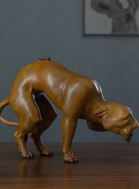 文创铜老虎摆件之蜂虎居安思危客厅办公室桌面装饰品送礼领导长辈