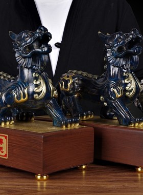 招财纯铜貔貅摆件一对招财博古架客厅酒柜装饰办公室桌面开业礼