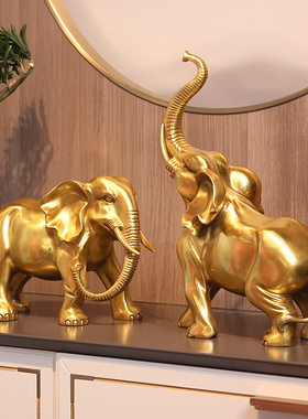 纯铜大象摆件一对象家居玄关办公室公司装饰品摆设乔迁开业礼品