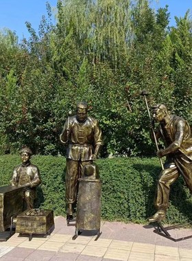 仿铜民俗雕塑玻璃钢定制传统古文化街景观园林中式商业街人物摆件