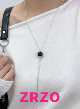 ZRZO黑色珠珠抽拉流苏项链