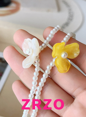 ZRZO多巴胺花朵珍珠项链