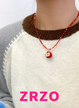 ZRZO多巴胺红色苹果项链
