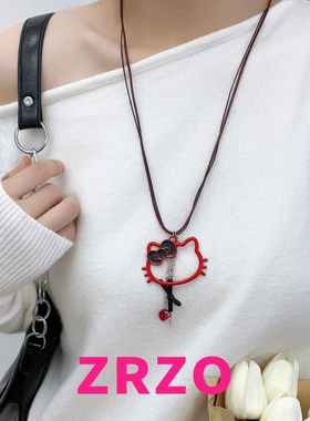 ZRZO可爱红色猫咪项链