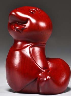 红色木雕十二生肖蛇摆件动物实木雕刻家居客厅办公装饰红木工艺品