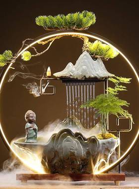 招财流水摆件循环水生财创意喷泉家居客厅办公室桌面开业乔迁礼品