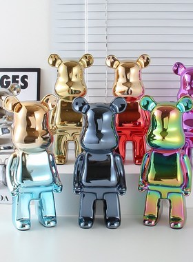 陶瓷暴力熊摆件存钱筒钱罐客厅家居饰品ins风轻奢装饰网红小礼品