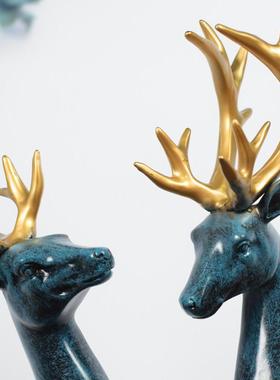招财情侣麋鹿摆件客厅装饰品家居创意欧式电视柜新房乔迁礼物玄关
