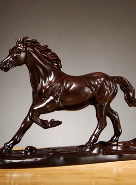 黑檀木马到成功摆件实木质雕v刻生肖马工艺品家居办公室装饰工艺