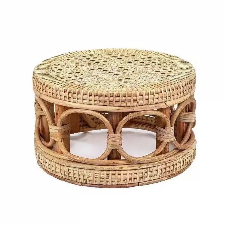 云南手工编织矮凳子缅甸藤编竹凳儿童矮款复古简约家用圆凳换鞋凳,淘宝优惠券,粉丝福利购,淘宝优惠卷