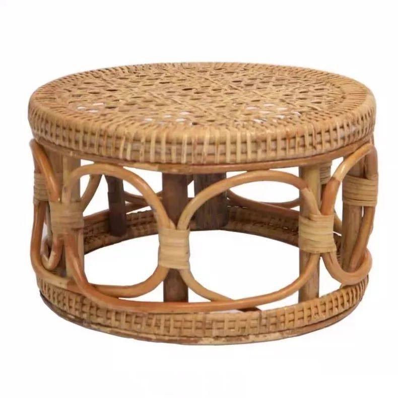 云南手工编织矮凳子缅甸藤编竹凳儿童矮款复古简约家用圆凳换鞋凳,淘宝优惠券,粉丝福利购,淘宝优惠卷