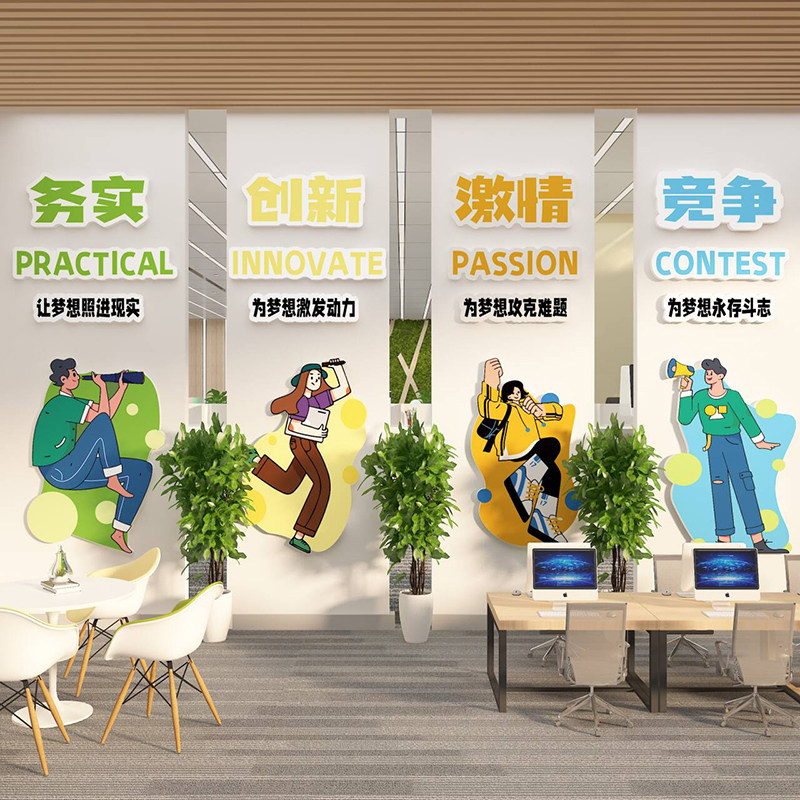 办公室墙面装饰氛围布置公司企业文化进门形象励志标语贴画高级感,淘宝优惠券,粉丝福利购,淘宝优惠卷
