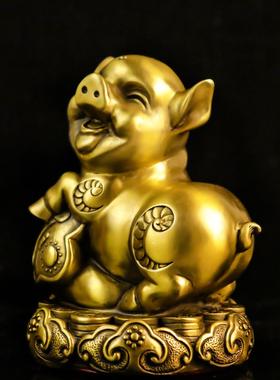 铜猪摆件生肖猪金猪福猪存钱筒家用桌面装饰大号能进能出存钱罐