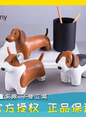 Zuny生肖狗礼物台湾手工动物皮玩偶家居摆件书房玄关柴犬柯基腊肠