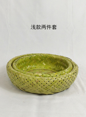 手工编织竹编双层收纳鸡蛋篮子