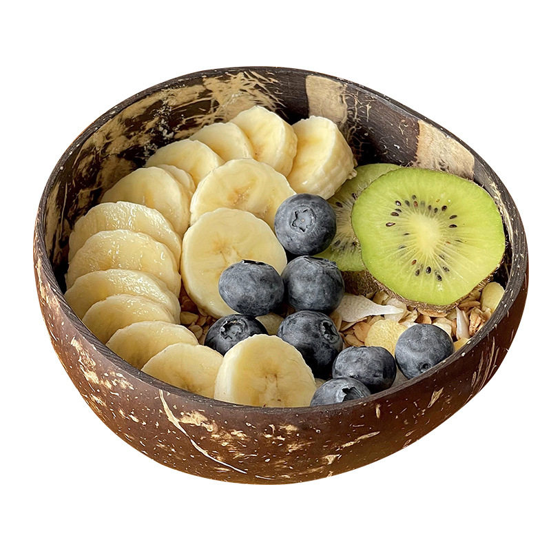 椰子碗带勺网红ins 沙拉碗椰子壳木头大肚甜品酸奶燕麦沙拉早餐碗