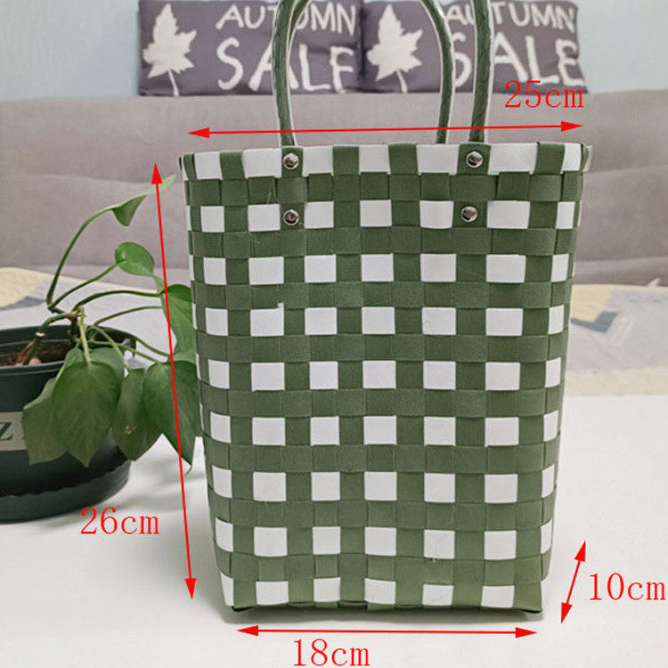 2025新款夏季手工编织包 手提女包 休闲百搭水桶包 伴手礼品篮子