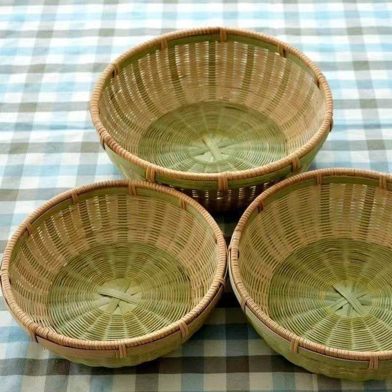 竹编收纳编织竹制品圆形沥水簸箕鸡蛋竹篮馒头水果篮家用洗菜竹筐,淘宝优惠券,粉丝福利购,淘宝优惠卷