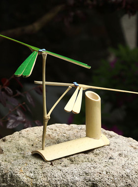 纯手工制作平衡竹蜻蜓创意摆件