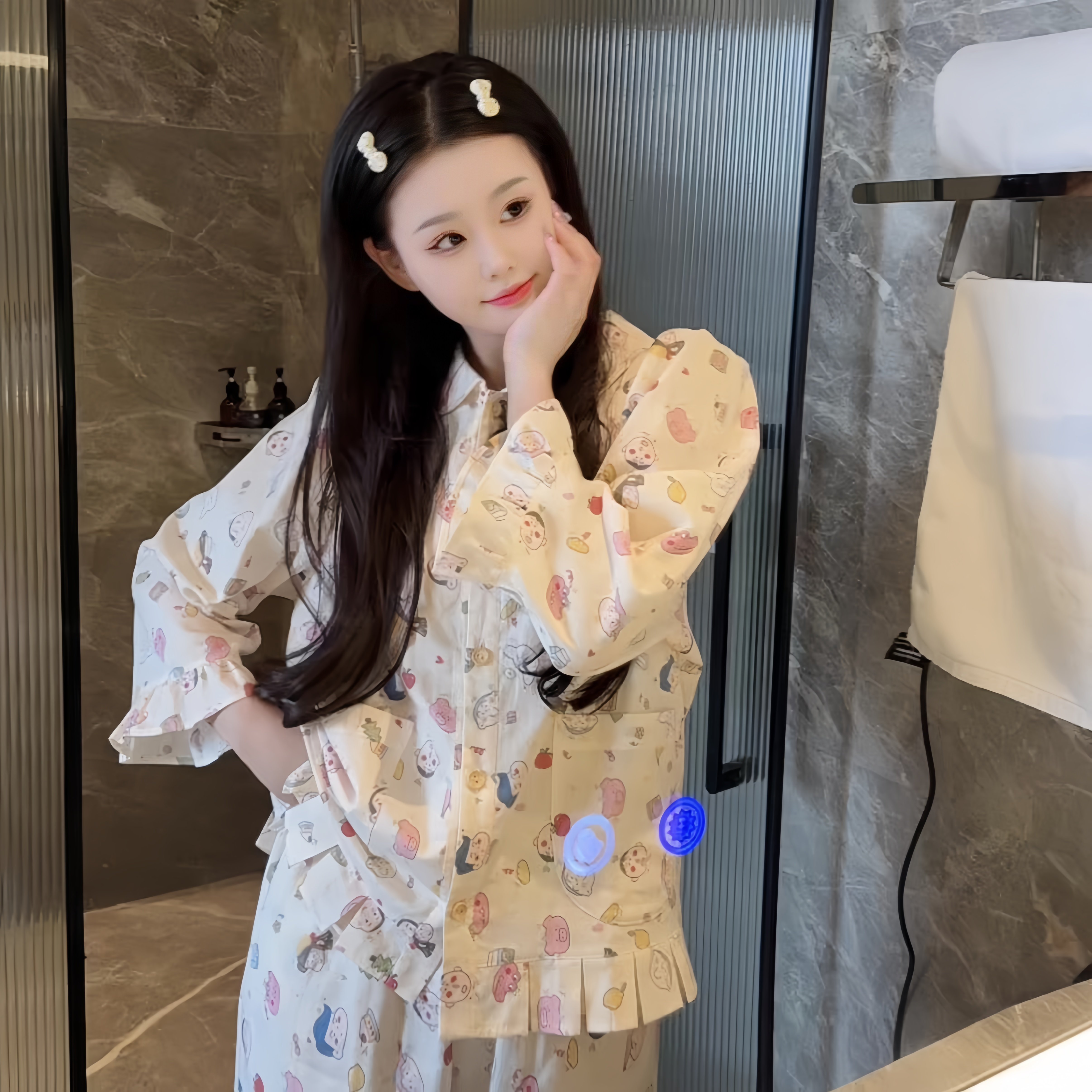 创宙 纯棉睡衣女夏季2026新款中袖可爱显瘦蜡笔小新家居服卡通外穿透气