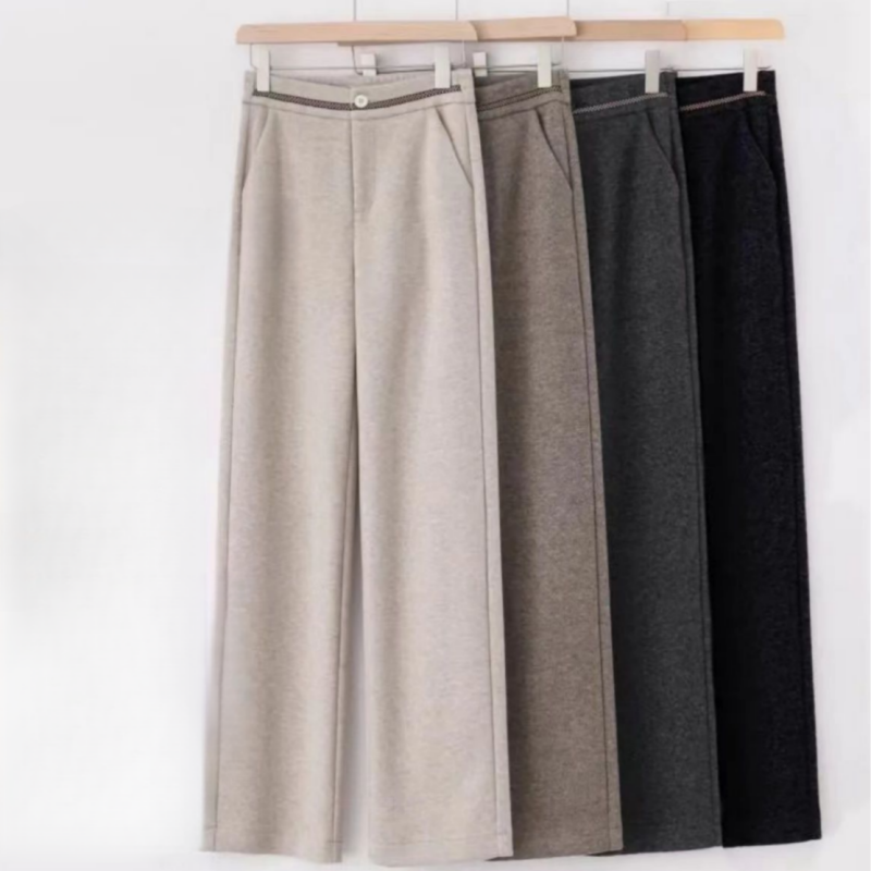 秋冬百搭洋气阔腿裤女高腰显瘦直筒裤大码慵懒风中年妈妈加厚裤子,淘宝优惠券,粉丝福利购,淘宝优惠卷