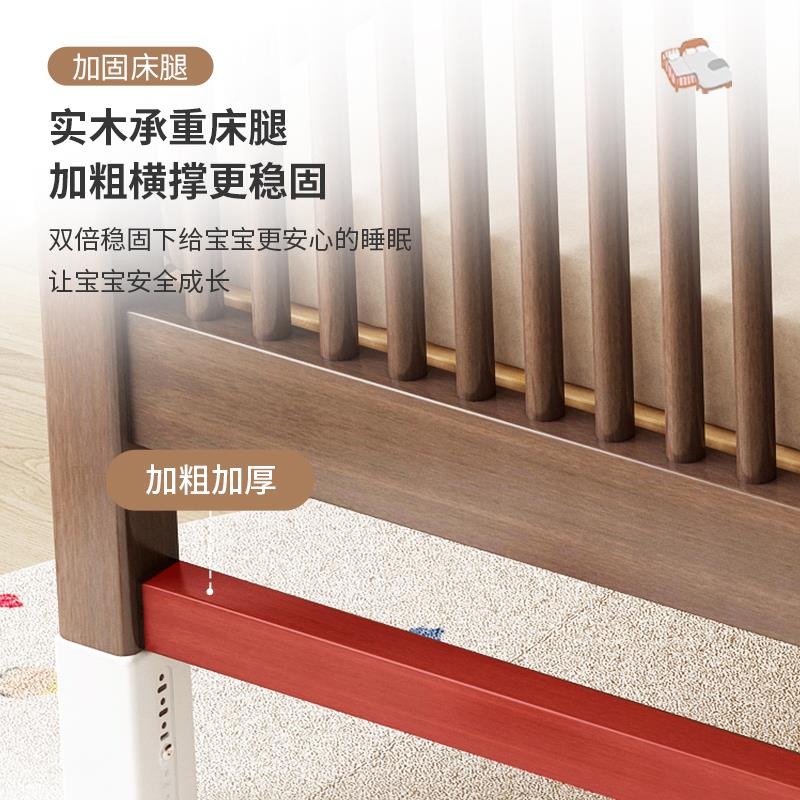 实木儿童床婴儿拼接大床男孩单人床女孩公主床边床带护栏加宽小床 - 图3